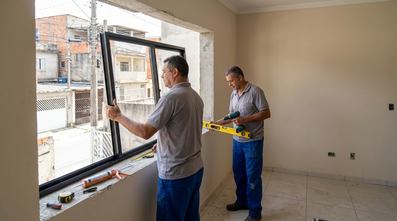 Esquadria de alumínio com vista para rua em Olinda-PE